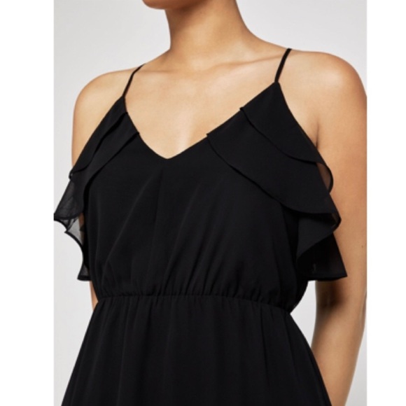 BCBGeneration Black Maxi Dress Chiffon Ruffle Spaghetti Strap Bridesmaid Sz XS - Picture 5 of 14